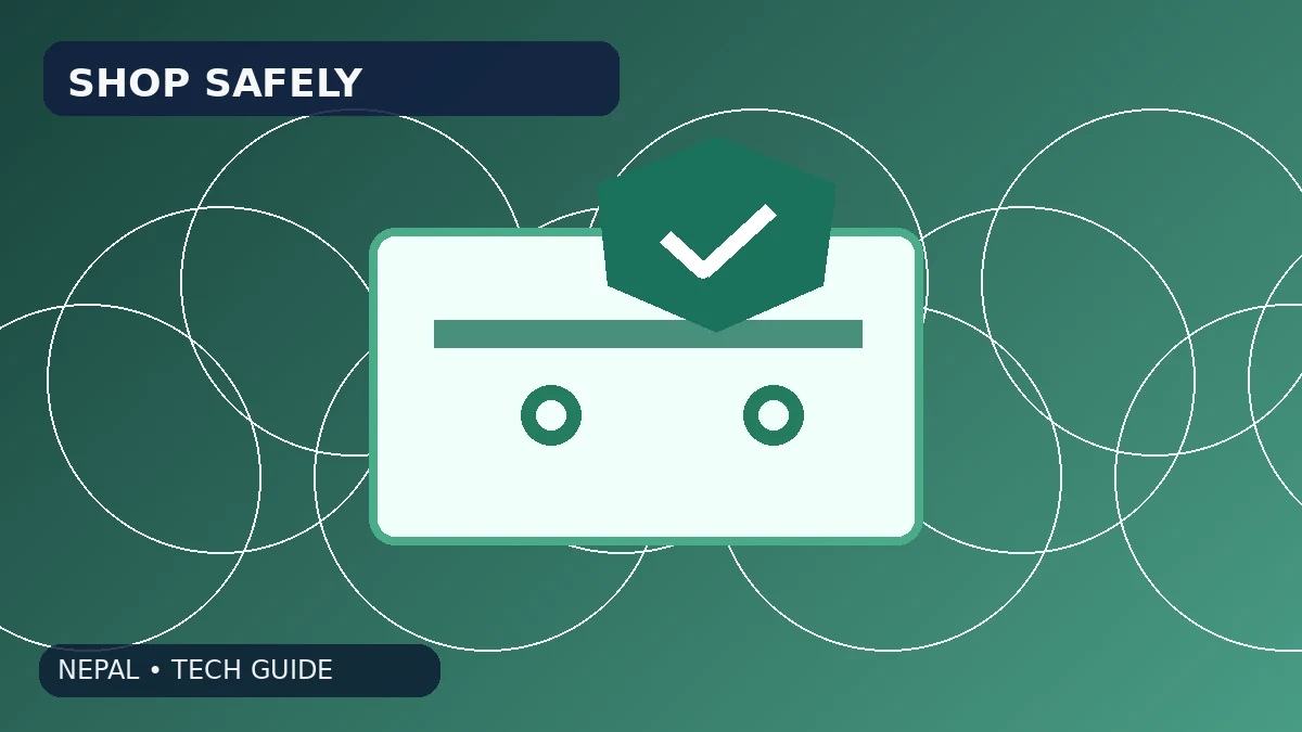 Original illustration for is an online gadget shop in nepal genuine? 10 checks, showing Nepali technology and shopping context