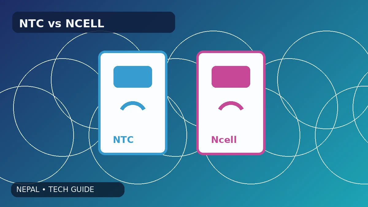 Original illustration for ntc vs ncell data packs in nepal: real cost comparison, showing Nepali technology and shopping context