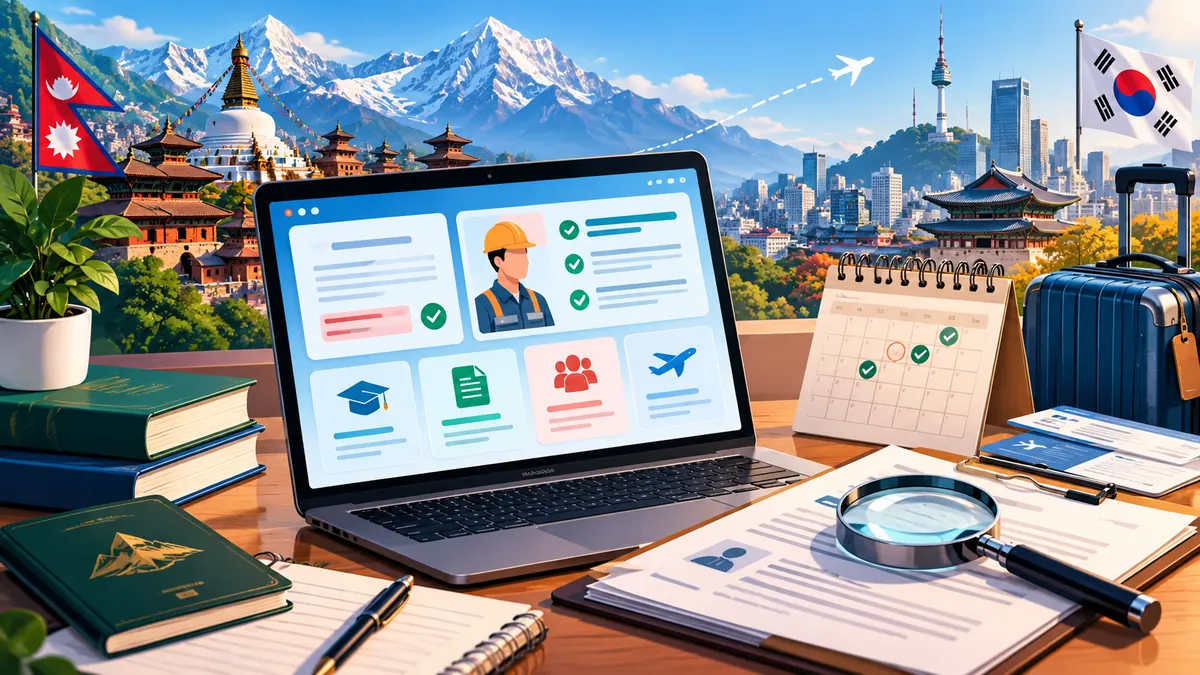 Illustrated EPS Korea verification checklist between Nepal and South Korea