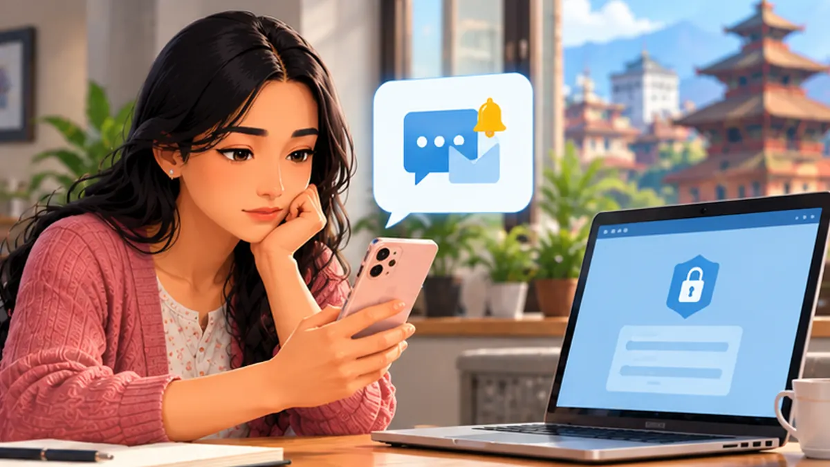 Original Nepal-focused illustration explaining otp and banking sms