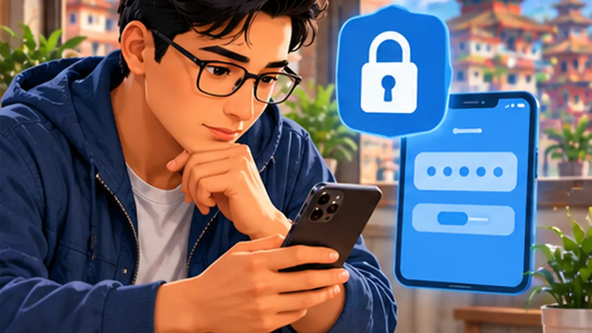 Original Nepal-focused illustration explaining mobile banking login