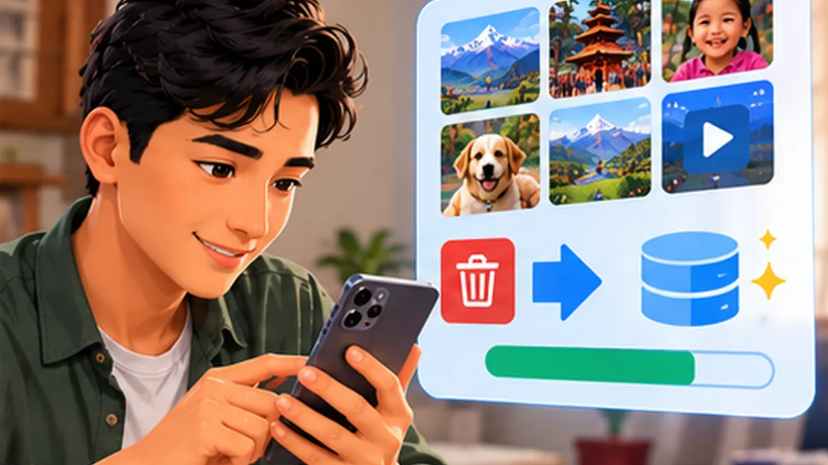 Original Nepal-focused illustration explaining whatsapp storage cleanup